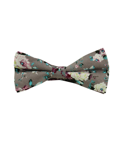 Grey Floral Bow Tie