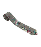 Grey Floral Skinny Tie