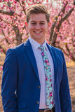 Teal Floral Skinny Tie
