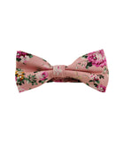 Pink Floral Skinny Tie w/ Matching Bow Tie & Pocket Square