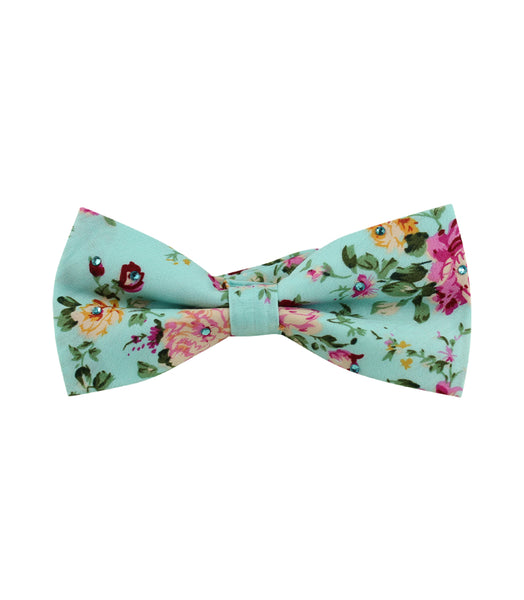 Teal Floral Bow Tie