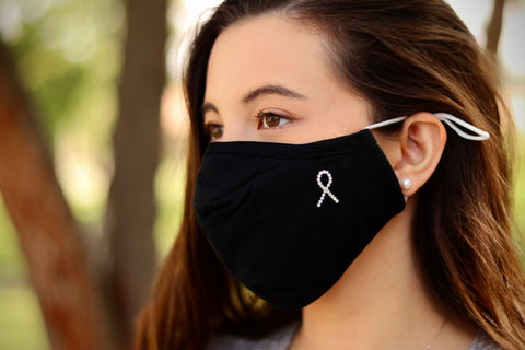 Cancer Ribbon Swarovski Crystal Face Mask