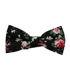 Black Floral Skinny Tie w/ Matching Bow Tie & Pocket Square