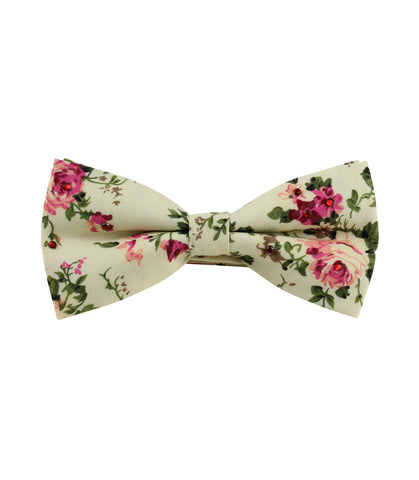 Ivory Floral Bow Tie