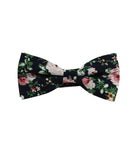 Navy Floral Skinny Tie w/ Matching Bow Tie & Pocket Square