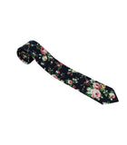 Navy Floral Skinny Tie w/ Matching Bow Tie & Pocket Square