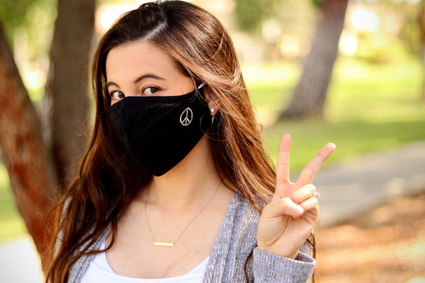 Peace Sign Swarovski Crystal Face Mask – Sparkle Ties